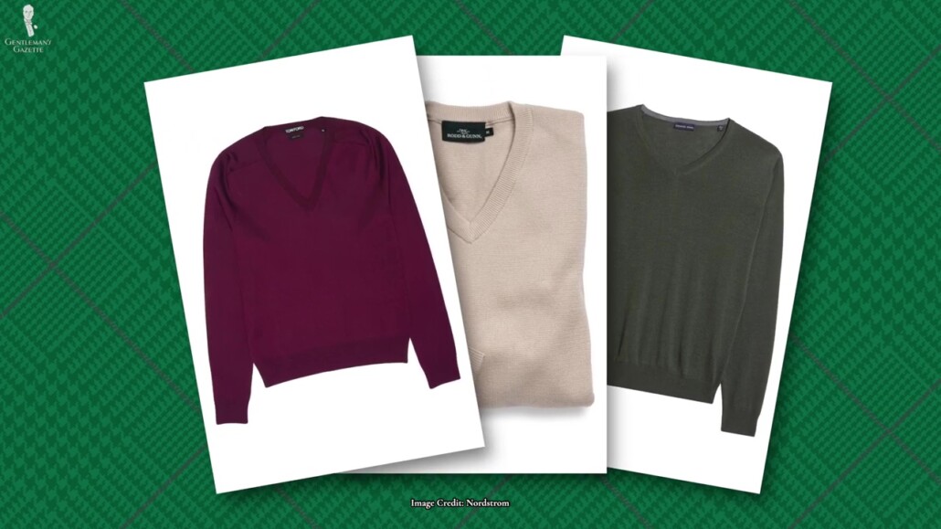 Colorful V-neck sweaters