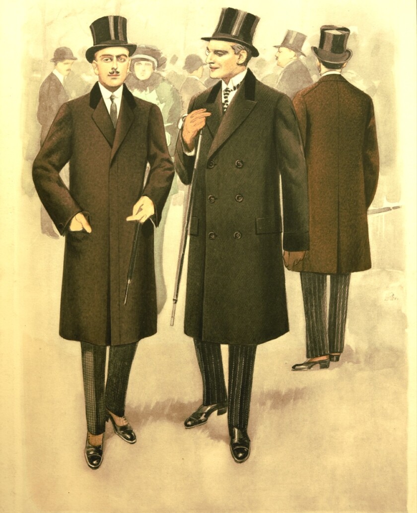 Illustration Comparing a single breasted and double breasted overcoat