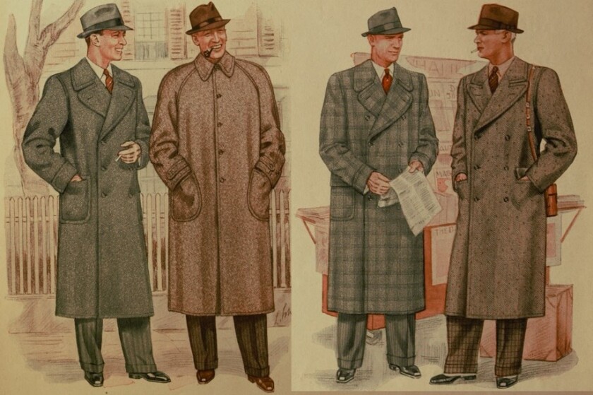 Illustrations of 1930s overcoats