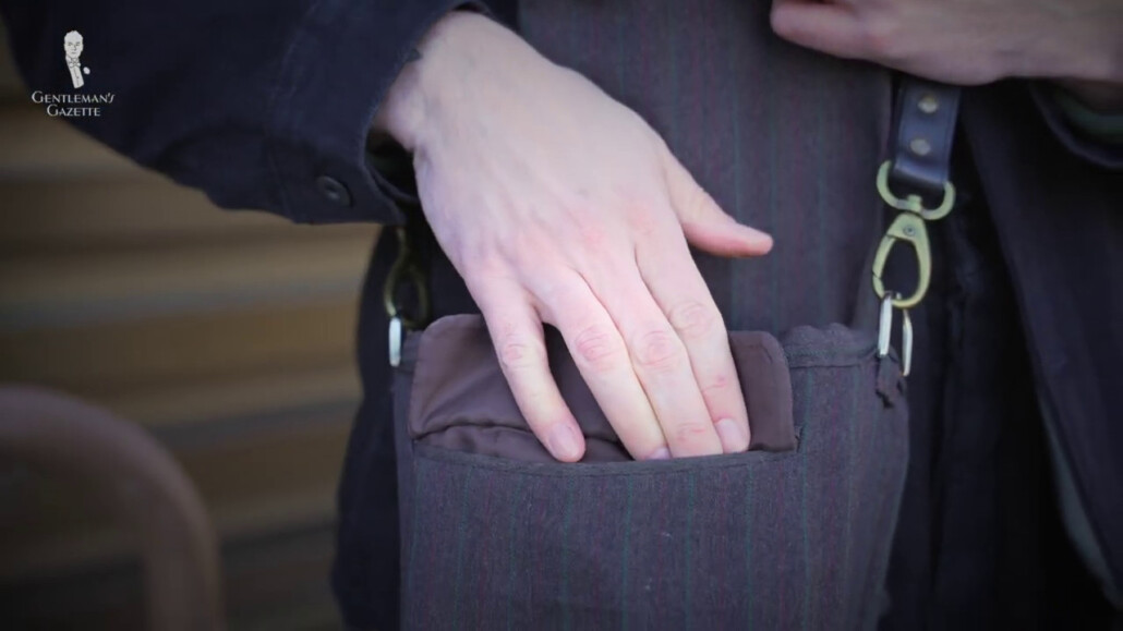 camera bag that is basically an upcycled suit jacket
