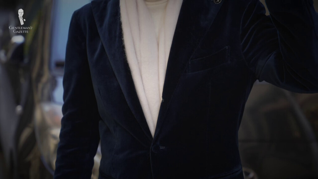 single-breasted velvet jacket