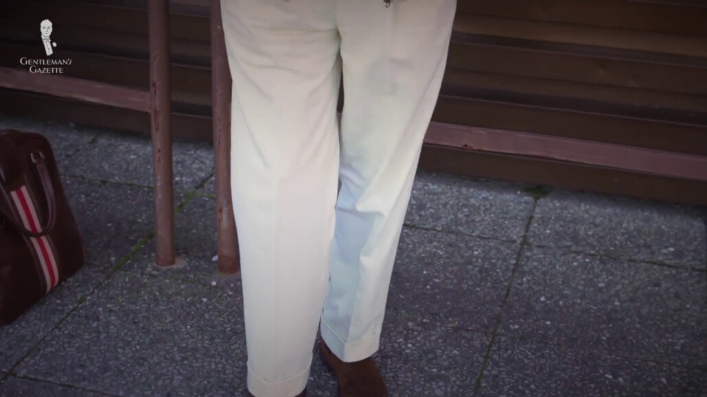 white made-to-measure trousers from Aspen Clothing