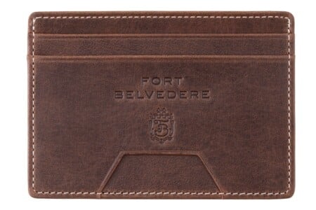 Antique Mahogany Slim Card Carrier Wallet with Cash Pocket in Full-Grain Montecristo Leather