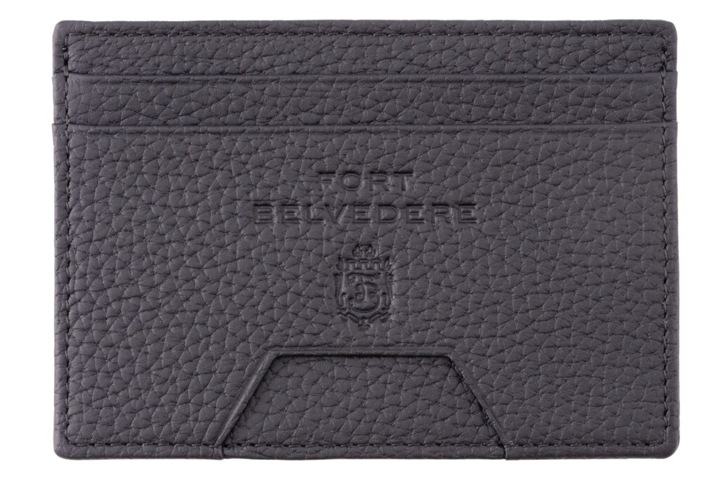 Black Slim Carholder Wallet with Cash Pocket in Full-Grain Togo Leather