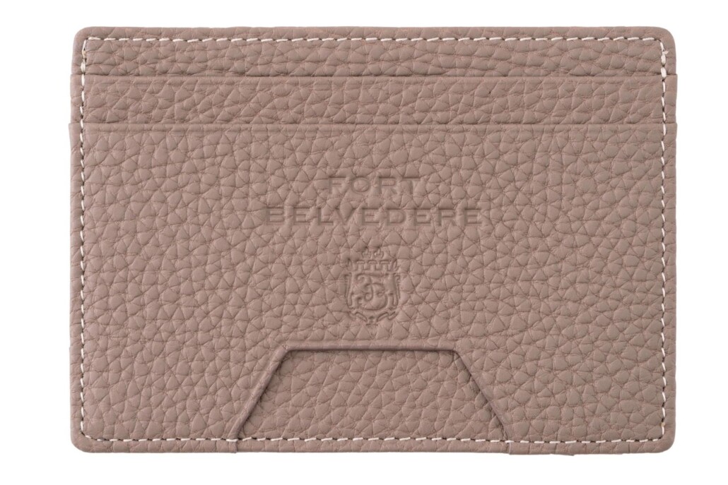 Boardroom Taupe Slim Cardholder Wallet with Cash Pocket in Full-Grain Togo Leather
