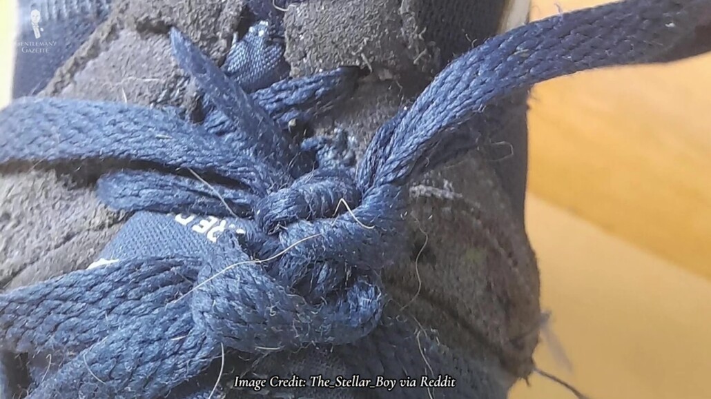 Tightly knot shoelaces made from synthetic materials.