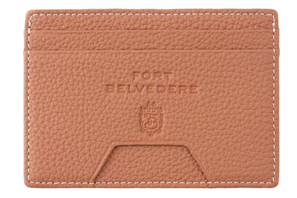 Golden Brown Slim Carholder Wallet with Cash Pocket in Full-Grain Togo Leather