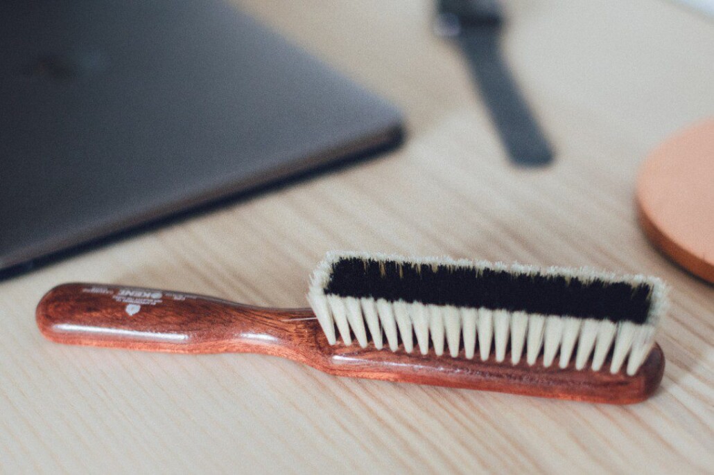 Natural bristles on the clothes brush