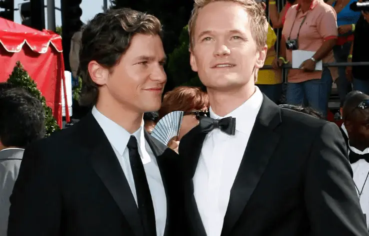 Neil Patrick Harris David Burtka in experimental white tie with cummerbunds - Just don't do it if you want to be taken seriously