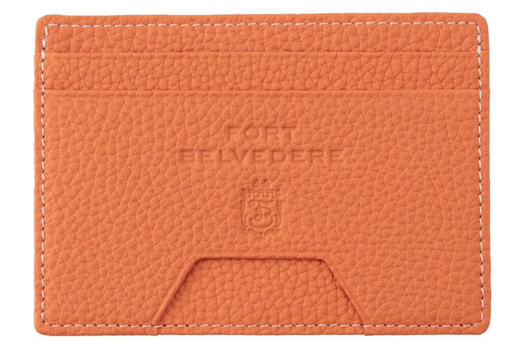 Orange Slim Cardholder Wallet with Cash Pocket in Full-Grain Togo Leather