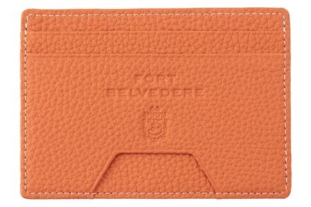 Orange Slim Cardholder Wallet with Cash Pocket in Full-Grain Togo Leather