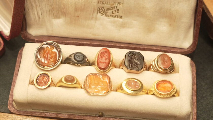 Photo of signet rings with semi precious stones