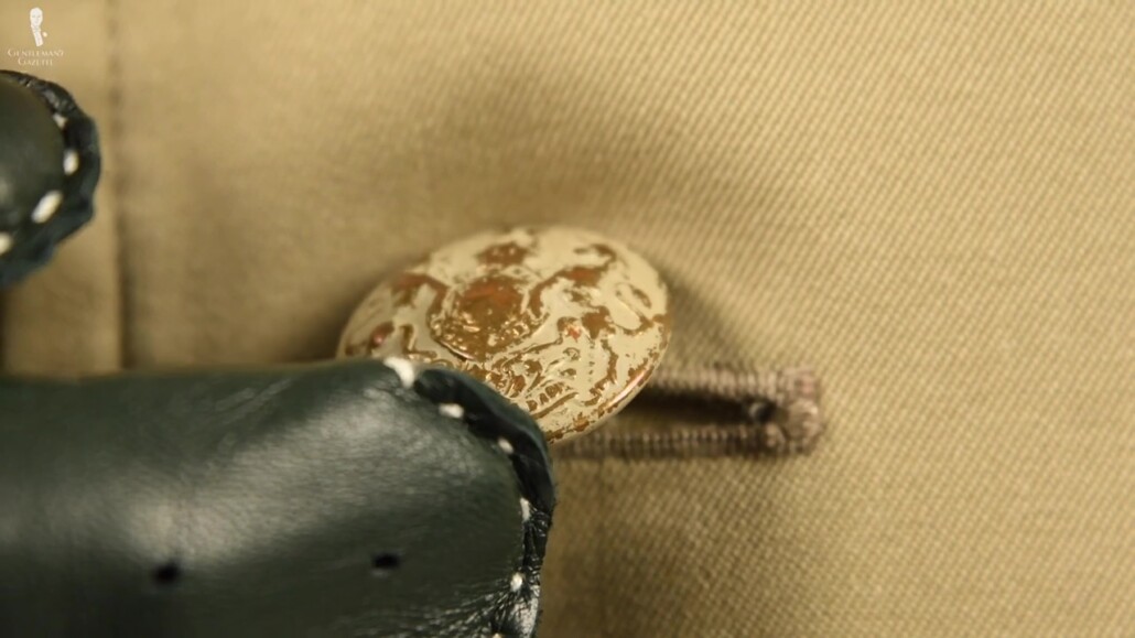 The military button of the coat