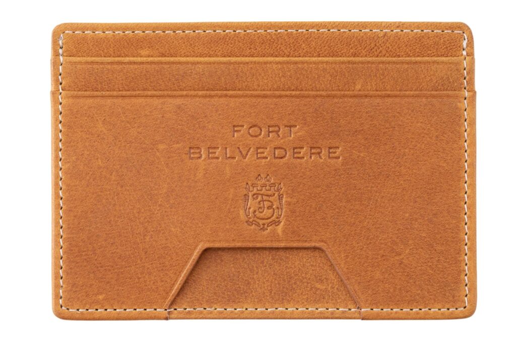 Vintage Gold Tan Slim Cardholder Wallet with Cash Pocket in Full-Grain Americana Leather