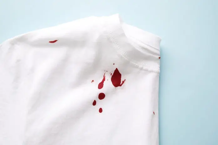Blood stain on a white shirt