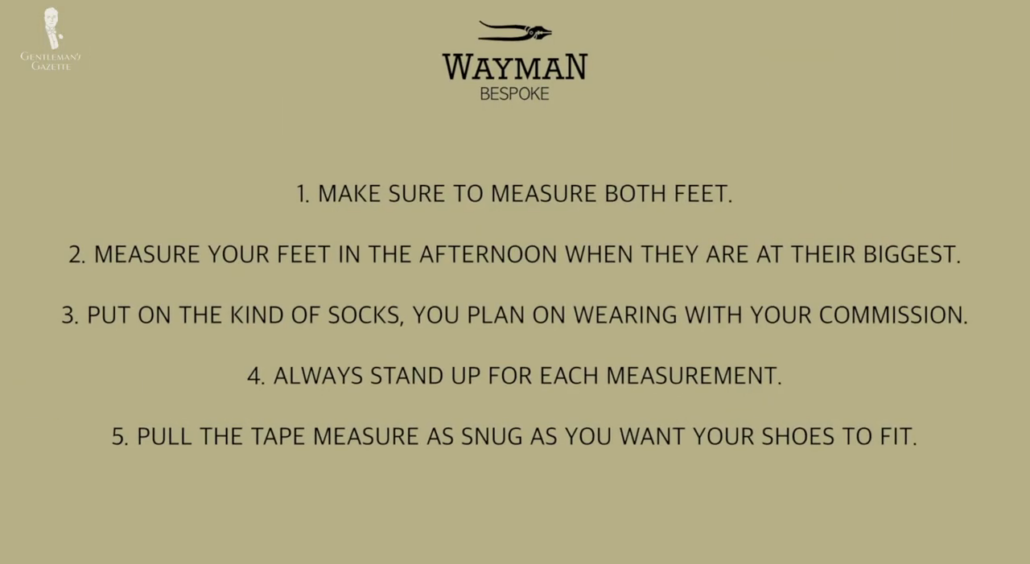 A short instructions on how to get your measurement for your bespoke shoe