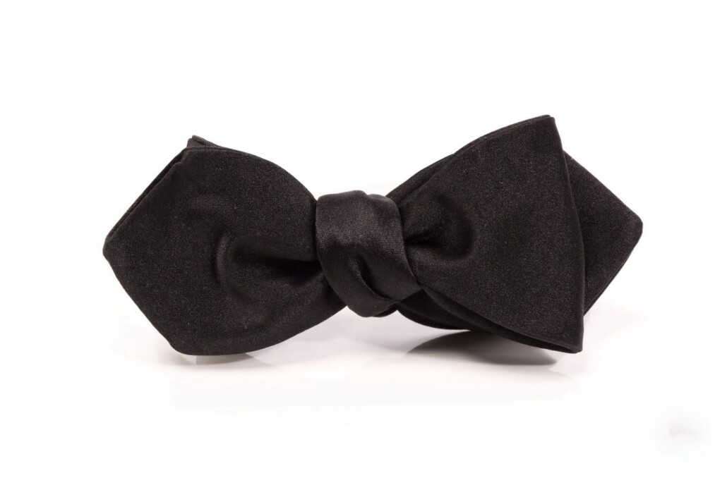Black Self-Tie Diamond Bow Tie in Silk Satin Sized with Pointed Ends - Fort Belvedere