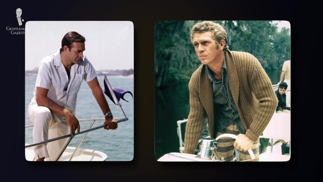 Sean Connery's James Bond and Steve McQueen in casual yet classic looks.