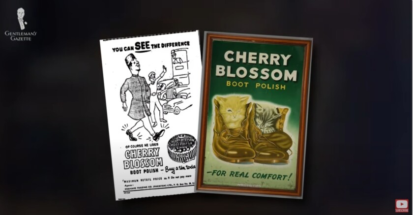 Two vintage advertisements for Cherry Blossom boot polish