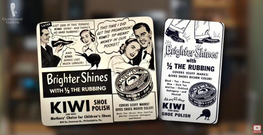 Vintage Kiwi shoe polish ads