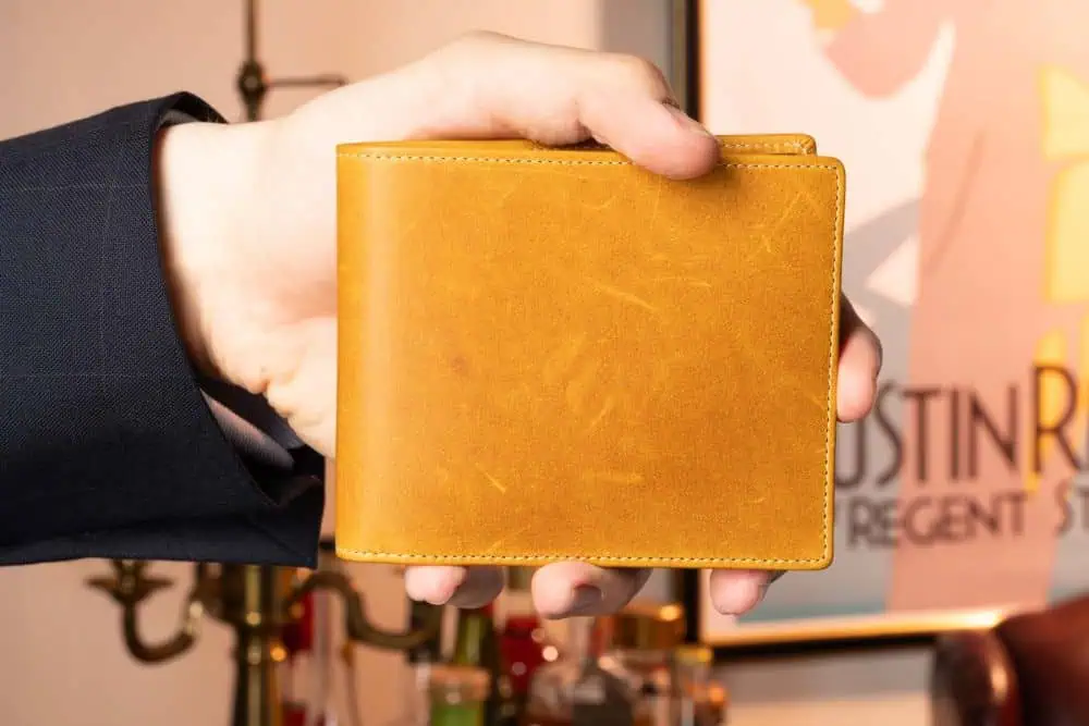 Le Grand Bifold Wallet in Vintage Gold Contrast Stitching