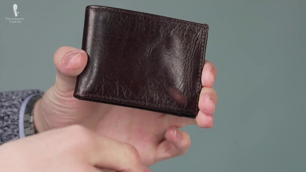 Wallets that are top-coated and edge-painted in a cheap way will age much more quickly.