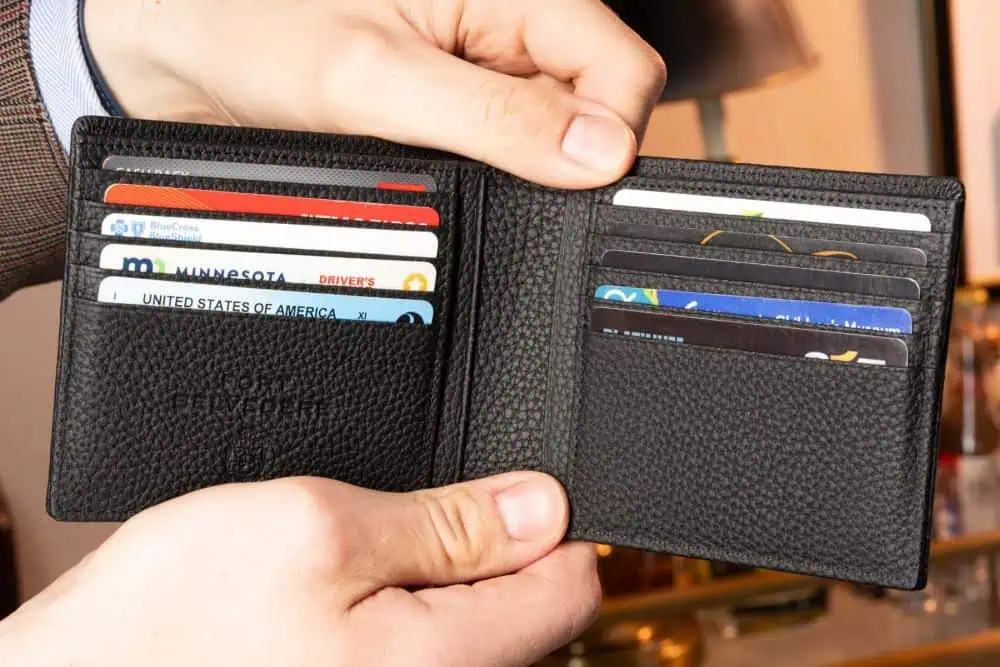 black togo leather wallet card slots