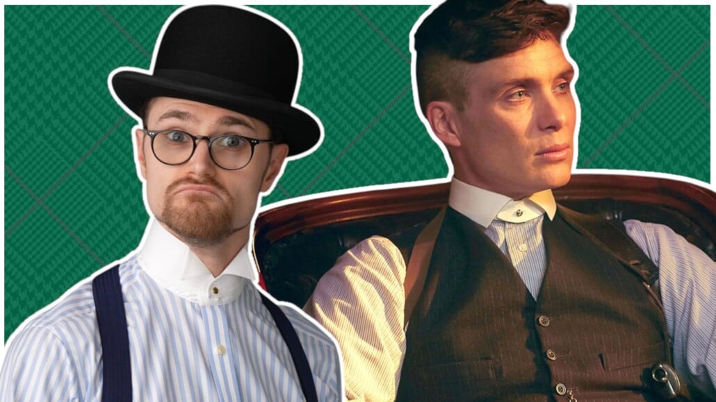 Two men wearing detachable shirt collars with period dress