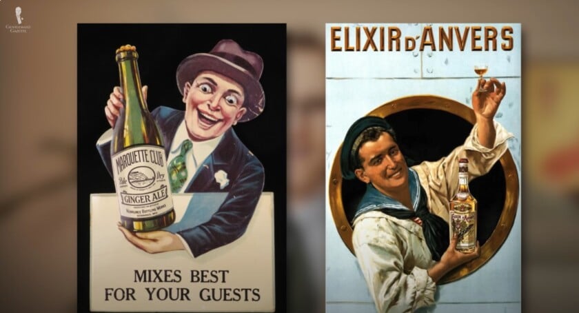1920s bottled drinks advertising bottle opener edc Two 1920s ads for bottled drinks—ginger ale and Elixir d’Anvers—showing big glass bottles with caps that needed a bottle opener.