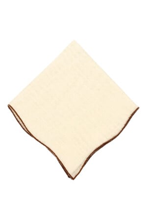 Brown Wave Edge Cream Linen Pocket Square