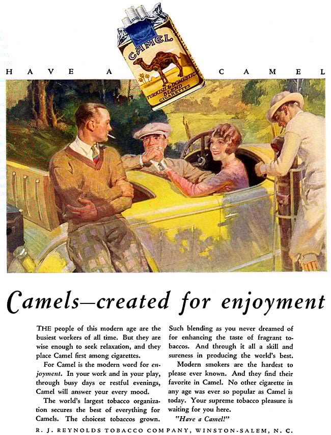 ad for camel cigarettes in the august 1927 issue Ad for Camel Cigarettes in the August 1927 issue of Photoplay.