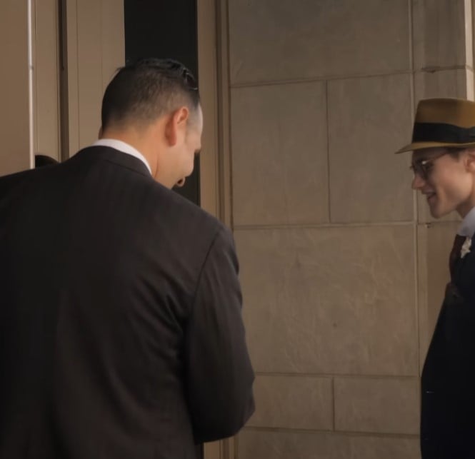 man holding door open