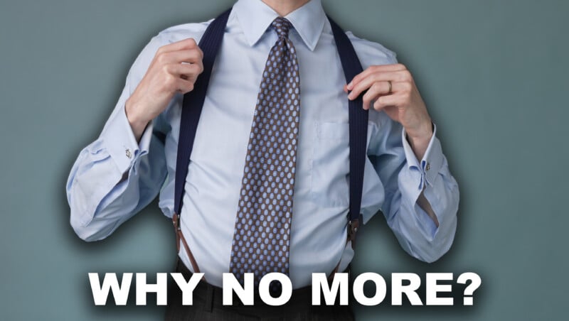 Preston wearing suspenders. Text reads, "Why no more?"