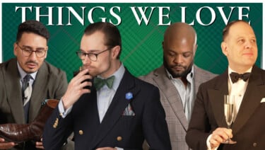 Four men examine four items