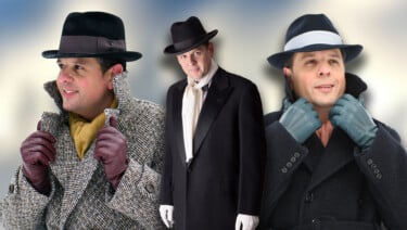 Three images of Raphael wearing gloves