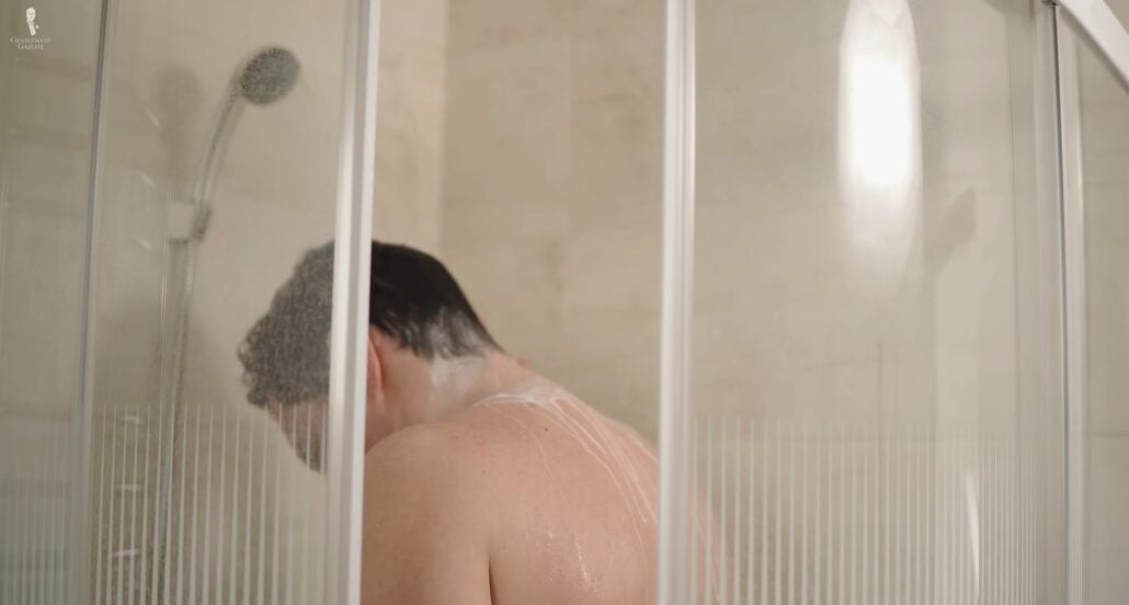 A man in the shower