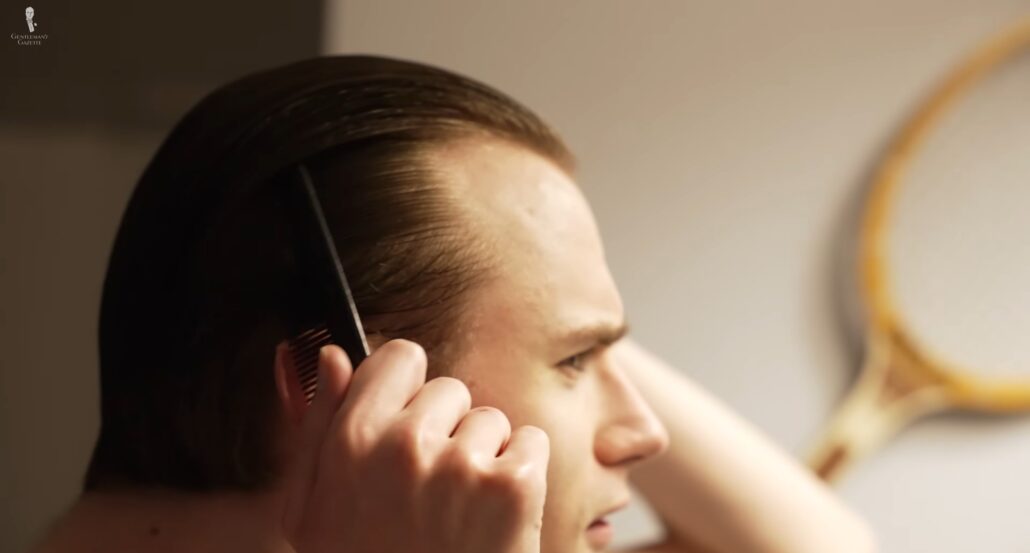 Preston combing his hair