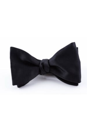 Black Silk Satin Butterfly Self-Tie Bow Tie