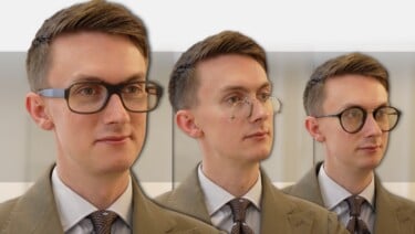 Jack poses wearing three different styles of glasses
