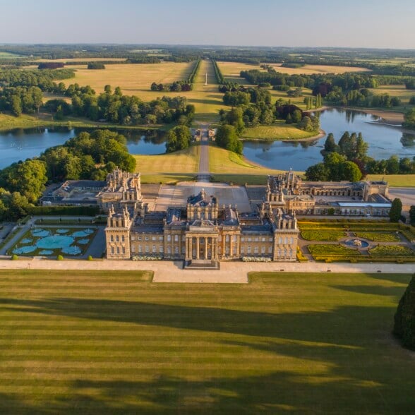 An aerial view of Blenheim Palace.