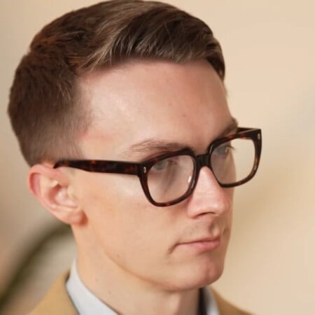 Jack Collins is wearing his custom glasses from Shau Shau Brillen