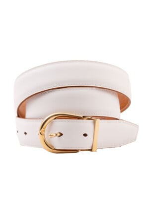 White boxcalf and undyed natural veg-tan leather belt