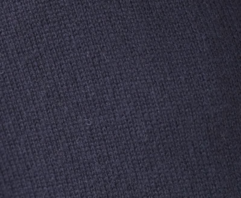 Escorial Weave Close-up of navy Escorial wool showing fine stitch texture and a soft
